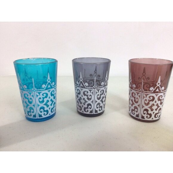 Vintage 1960s Multi Colored Etched Cordial Glasses  Lot Of 6 - Picture 7 of 9